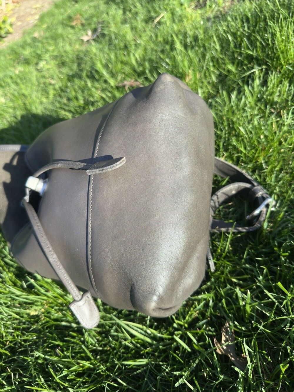 Vintage Coach Daypack 9960 Grey Leather Bag Nickel Hardware 90s Costa Rica - Picture 8 of 15